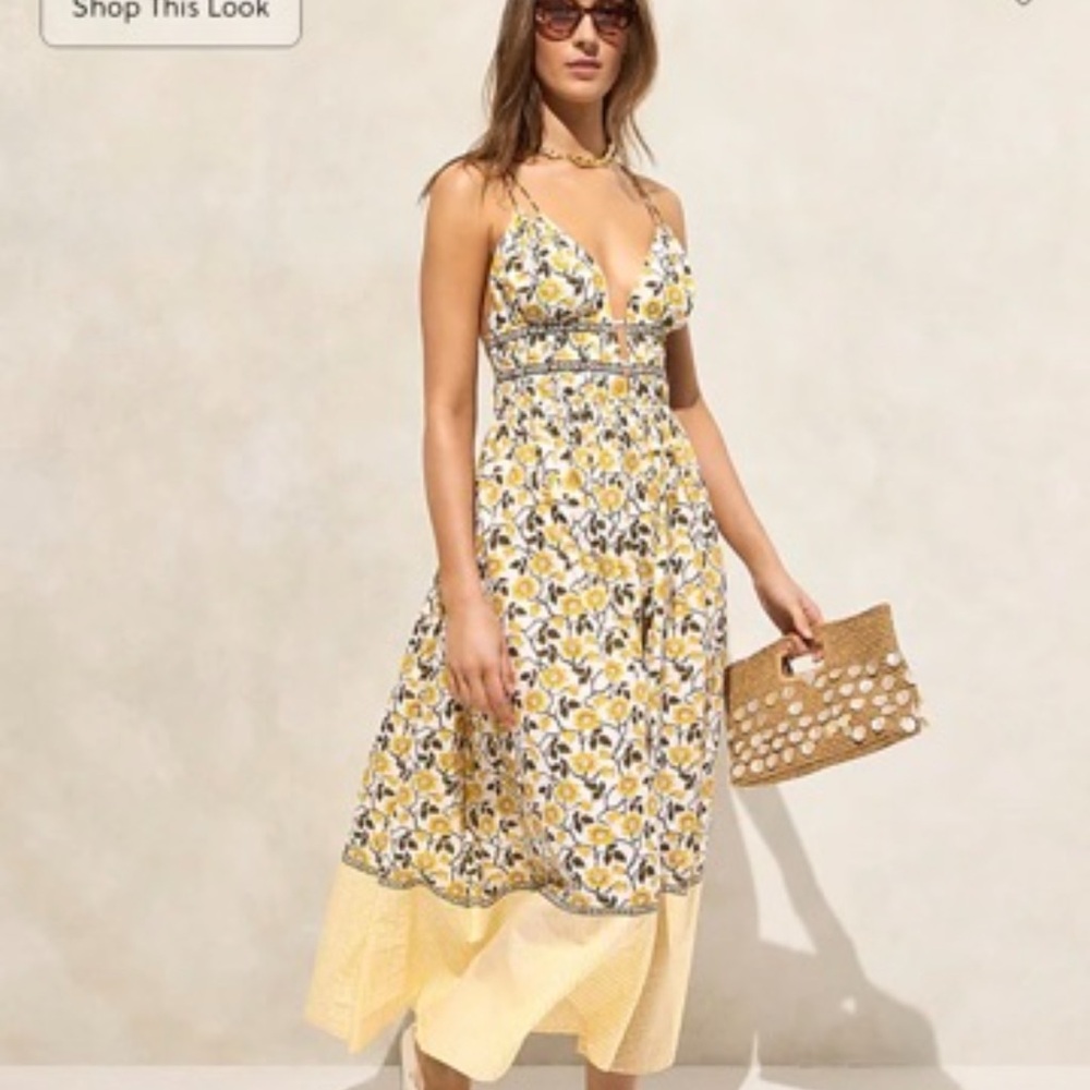 J. Crew Cotton voile plunge maxi dress in daffodil daze block print